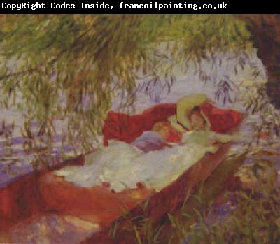 John Singer Sargent Two Women Asleep in a Punt under the Willows